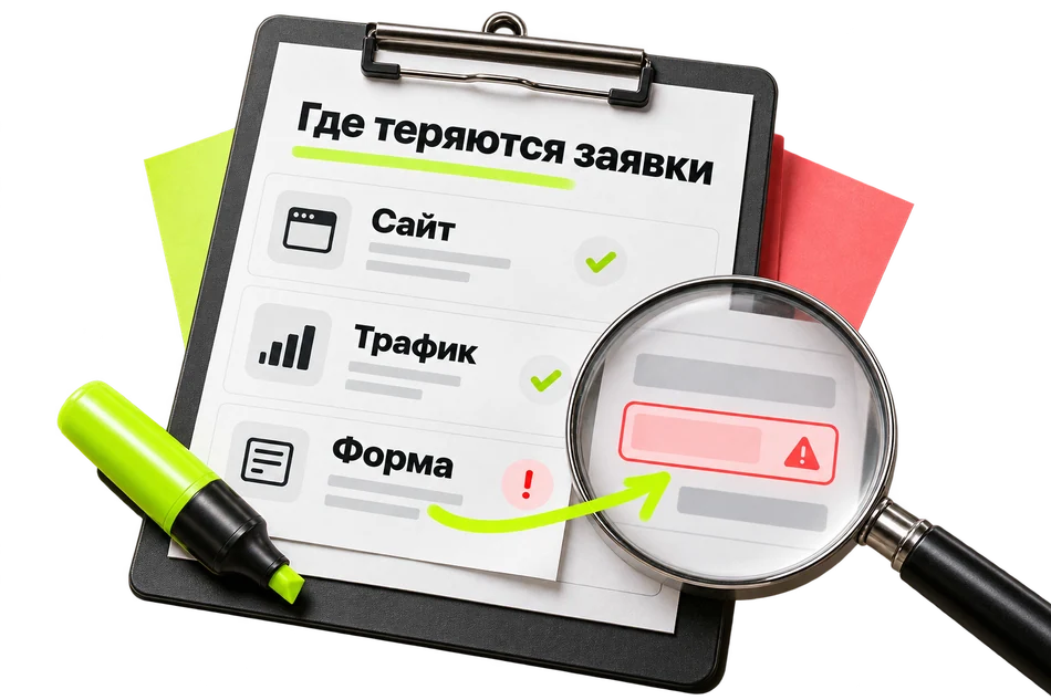 Проверка сайта, трафика и формы для поиска потерь заявок