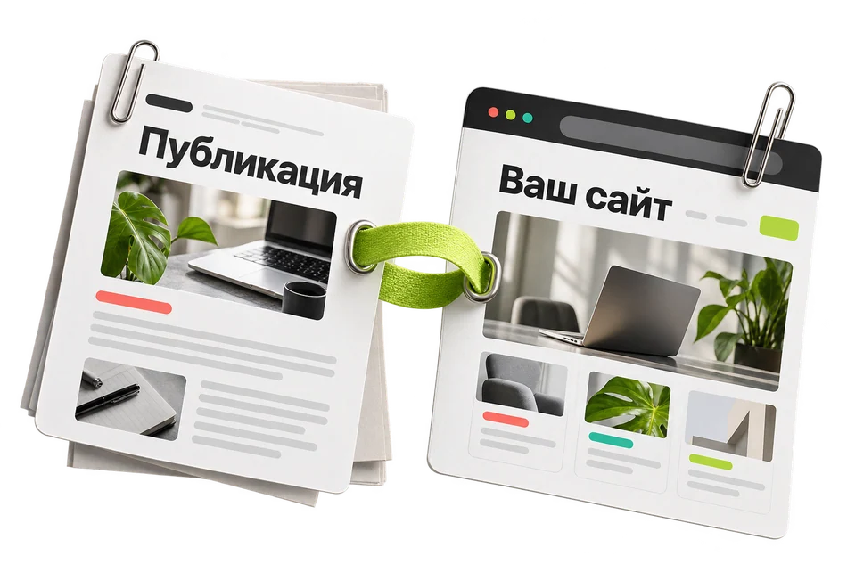 Внешняя публикация ведёт читателя на сайт компании