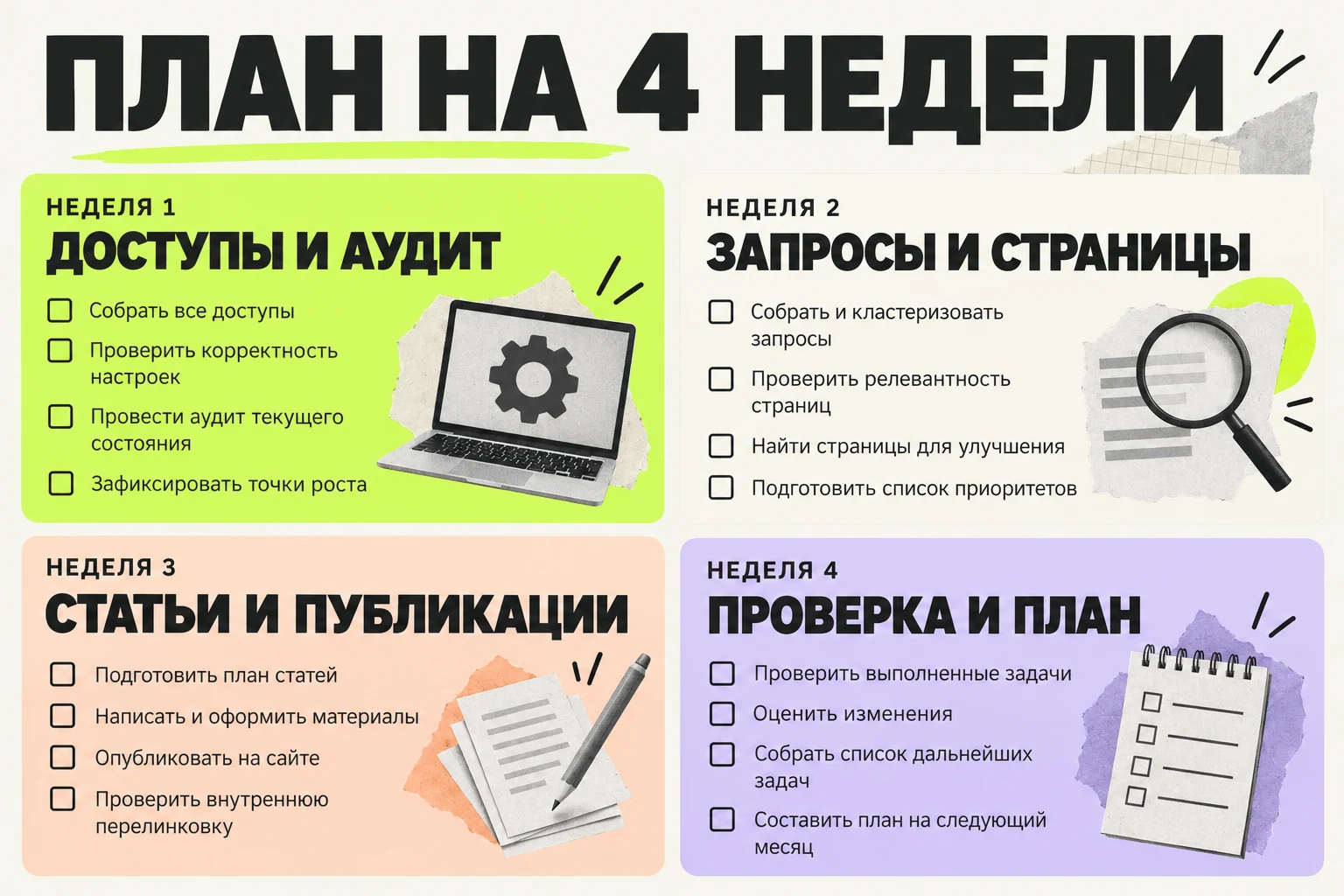 Последовательность учебного месяца. Сроки работ не являются прогнозом позиций.